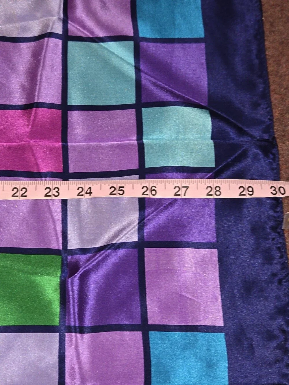 Vintage Silk Bill Blass Geometric 30x30 Scarf  Some Variation In Green Squares